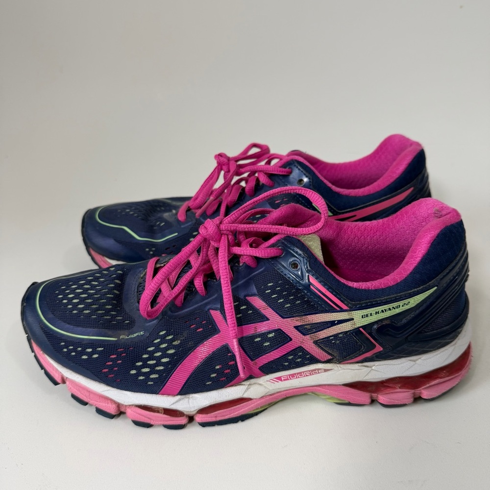 ASICS Gel Kayano 22 Indigo Blue Pink Glow Sneakers Size 9